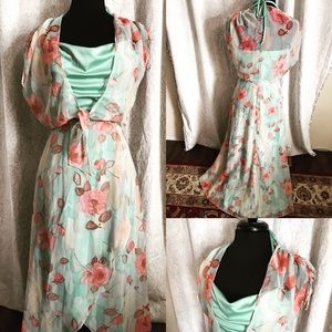 Vintage 70s dress 2 pcs halter top